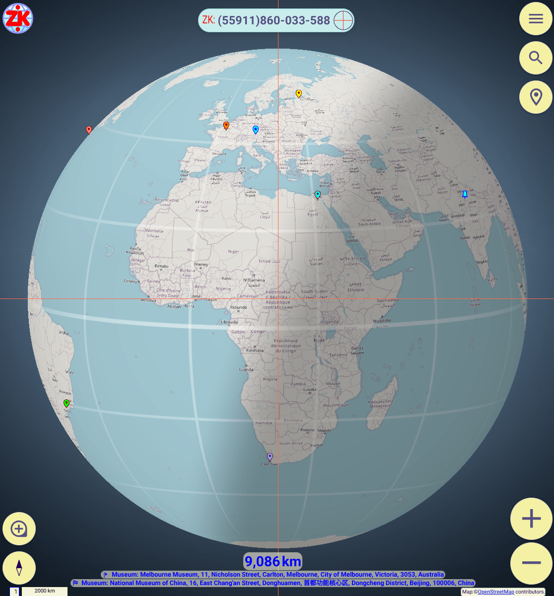 The Zonkod globe, Africa facing