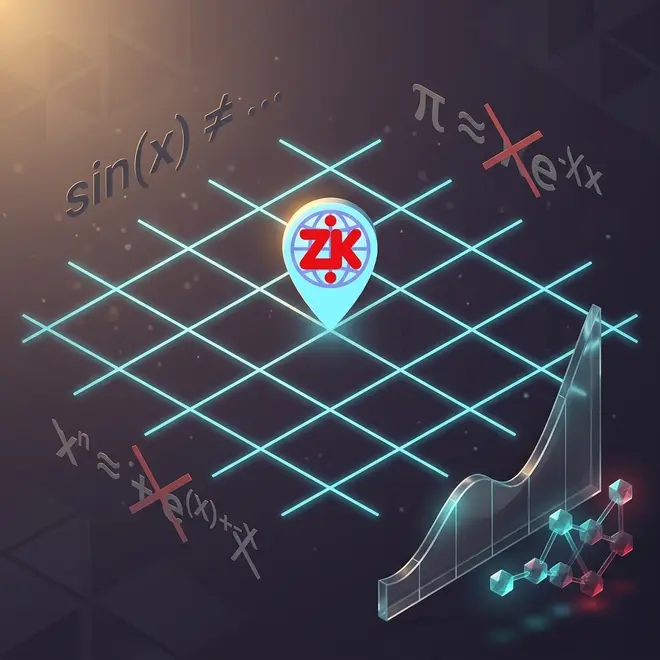 A glowing integer grid with the ZK pin on an exact intersection